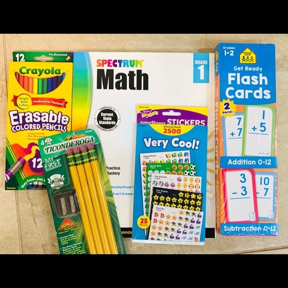 Math Workbook, Flashcards Colored Pencils Stickers - Picture 2 of 16